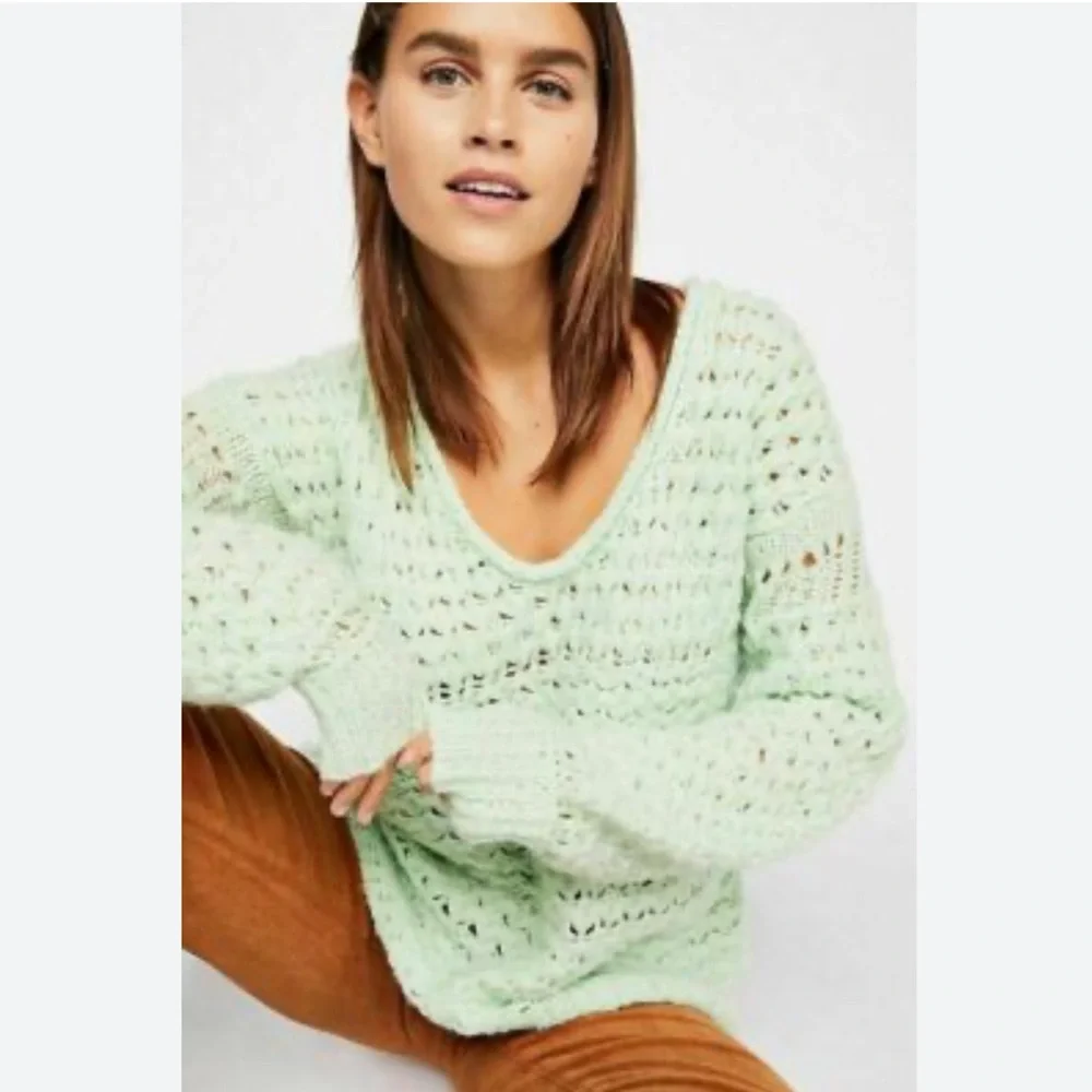 Free People Crashing Waves Pullover Sweater Mint Size Large